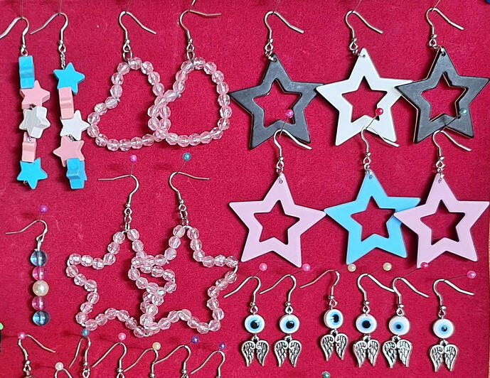 Earrings made out of beads/charms